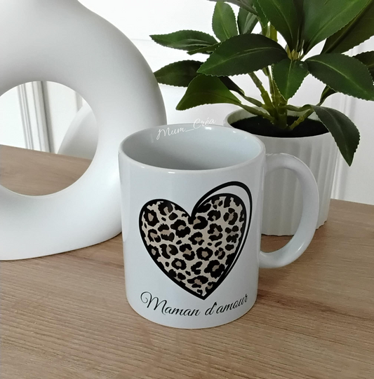 Mug cœur léopard